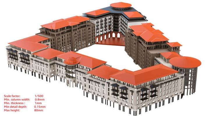 edificios 3d impresión edificio fachadas departamento extranjero biná frente 3dprint sitio hoja arquitectónico casa aire libre 3d print model - Mito3D