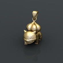 bulbasauro pingente joalheria brilhando ouro luxo prata imprimível moda anel colar chanel marca riqueza pingentes Cruz cruz 3d print model - Mito3D