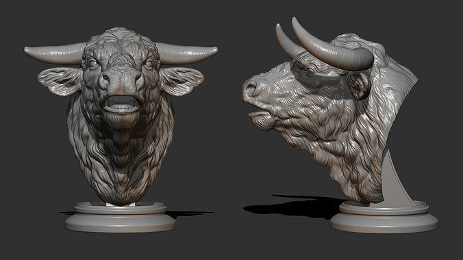 toro fuelle salvaje escultura Arte cabeza estatua decoración imprimible miniaturas colgantes leona medallón cnc alivio joyería joya esculturas cuerno oro animal busto 3D print model - Mito3D