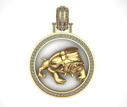 bull dog pendant dogs jewelry diamon gold pendants 3d print model - Mito3D