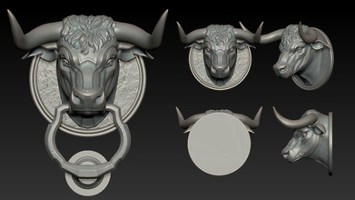 bull door head cow boxer mammal land art sculptures 3d print model - Mito3D