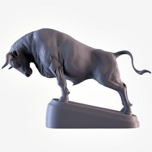 touro luta toro animal estátua decoração vaca tourada búfalo mamífero miniatura prata imprimível 3dprinter arte esculturas 3d print model - Mito3D