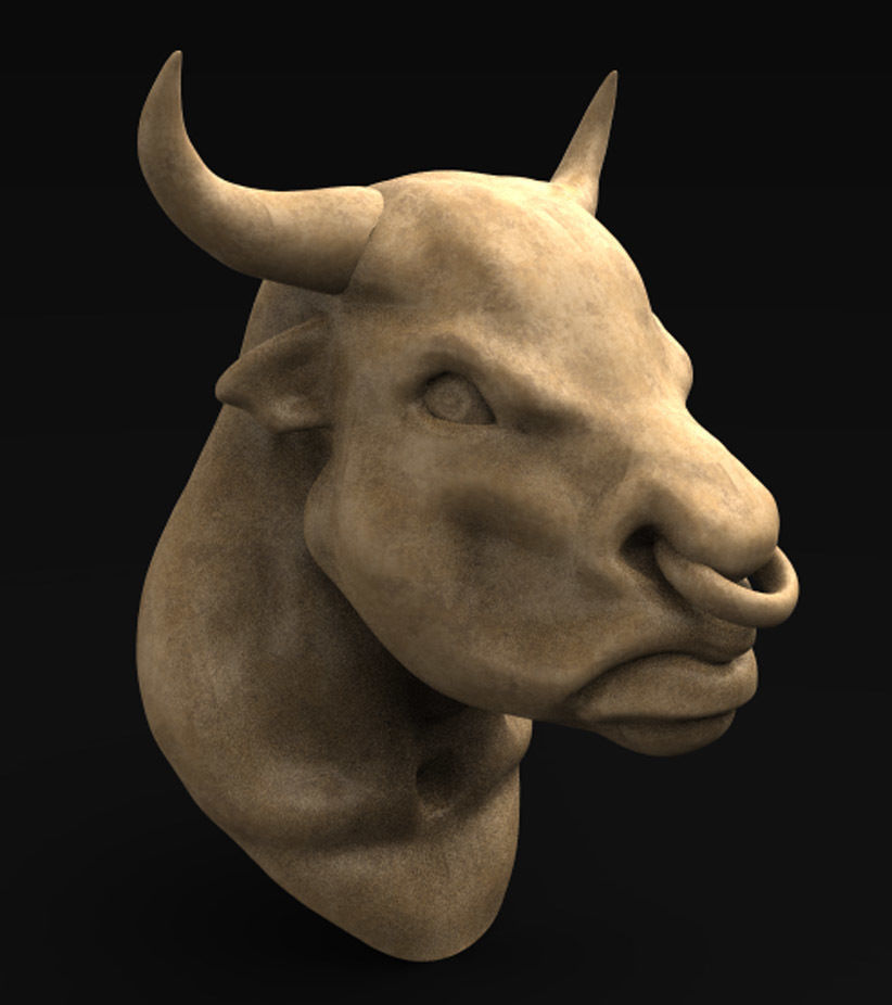 bull head 3d model sculpture sculptures art decor relief figure marble bust monument statue portrait deco decoration decorative carved wood 3dprint printable 3D print model - Mito3D