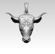 bull tête de pendentif bijoux collier joyau moderne d'argent la colère sauvage réaliste imprimable antique vache bête créature cnc bison symbole corne animal pendentifs 3d print model - Mito3D