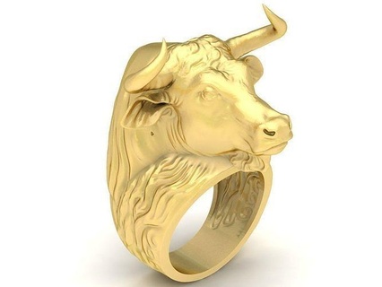 bull head ring 3708 jewelry fashion accessories gold diamond man men new design rings 3d print model - Mito3D