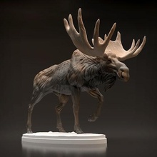 bull moose 3d printing animal creature companion dnd alaska realistic elk deer sculpture miniature figurine winter nature wildlife toy art sculptures 3d print model - Mito3D
