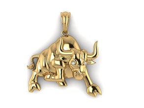 bull ciondolo 44mm gioielli le mucche mucca buffalo oro 3d cad di stampa rhino matrix zbrush ciondoli 3d print model - Mito3D