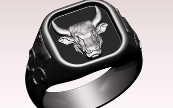 bull ring jewelry silver platinum printable gold jewel jewellery art model white symbol rings 3d print model - Mito3D