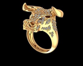 taureau bague bijoux or imprimable diamant bijou mariage gemme engagement mode platine beauté doigt engagem vintag bracelet anneaux 3d print model - Mito3D