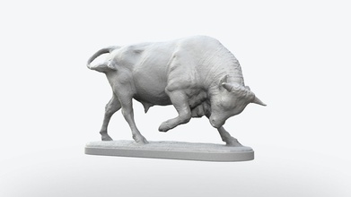 toro de la estatua art bull escultura salvaje financieros dinero comercio vaca bestia estatuilla buffalo decoración imprimible las esculturas 3d print model - Mito3D