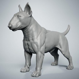 bull terrier dog bullterrier nature mammal animal pet sculpture statuette art pitbull printable puppy sculptures 3d print model - Mito3D