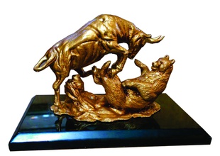 toro vs oso escultura listo to impresión arte mármol estatua oro antiguo lujo decoración premio plata bullvsbear mercado romano clásico esculturas 3d print model - Mito3D