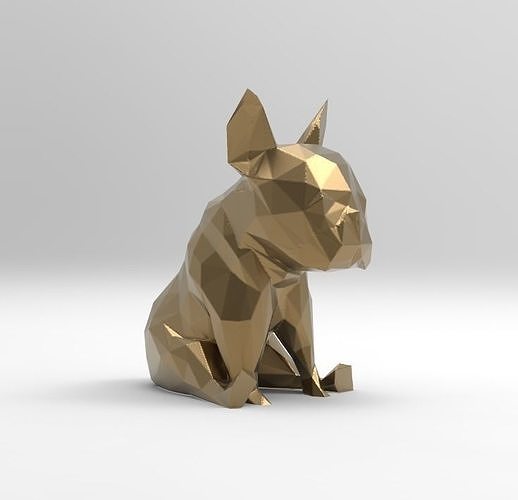 bouledogue frances poly chien perro lowpoly polygone français bouledoguefrances animaux animales sculpture art abstrait artistique déco origami géométrique forme illustration arte sculptures 3D print model - Mito3D