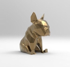bulldog frances poly dog perro lowpoly polygon french bulldogfrances animals animales sculpture art abstract artistic deco origami geometric shape illustration arte sculptures 3d print model - Mito3D