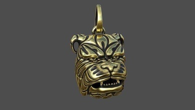 bouledogue tête chien animal agressif sculpture impression stylisé art pendentif bijoux métal noircissement pendentifs 3d print model - Mito3D