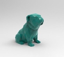 bouledogue anglais lowpoly chien perro bulldog animal animales animaux art déco sculptures poly maison 3d print model - Mito3D