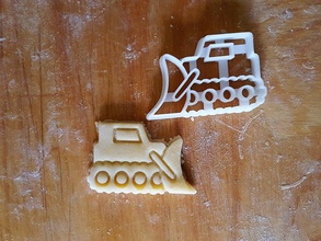 bulldozer plow cookie cutter truck construction cookies biscuit baking baked bakery kitchen dining house 3d print model - Mito3D