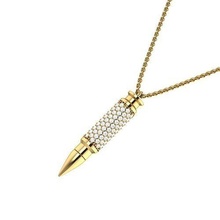 bullet pendant gold gem silver jewelry white diamond ring fashion necklace accessory pendants 3d print model - Mito3D