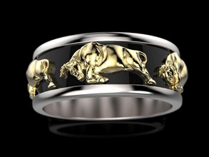 touros anel jóias imprimir 3dprinted printable anéis o design jóia de ouro a moda printabl impressão outros prototipagem prata 3d print model - Mito3D