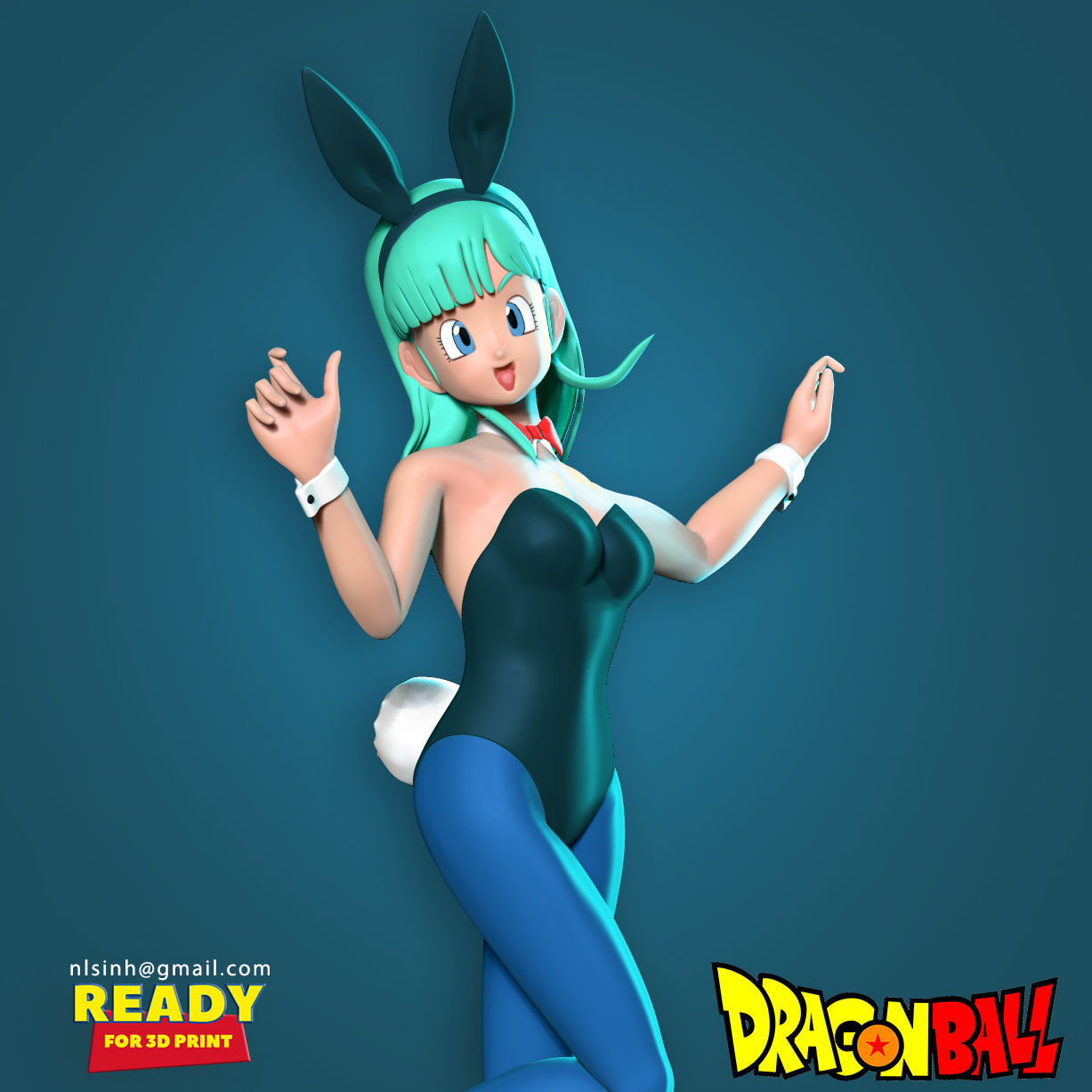 bulma drachen ball fan art mädchen zahl statue dragon 3dprint skulptur manga anime goku skulpturen hase bulmabunnysuit hasenanzug miniaturen figuren 3D print model - Mito3D