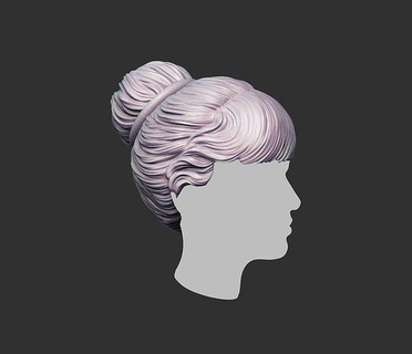 bun hairstyle hair head braid female portrait sculptures printable zbrush sculpt shorthair face realistic people character headwear mesh woman art 3d print model - Mito3D