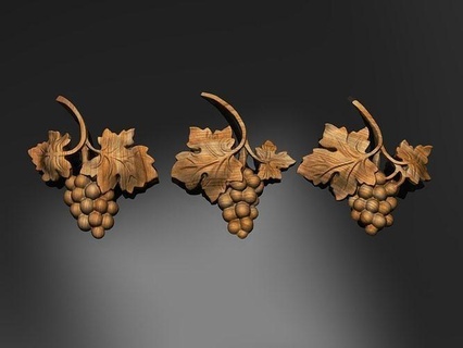 bouquet raisins vigne décor éléments classique grain raisin meubles cnc décorer conception feuille bois sculpture décoration église art sculptures 3d print model - Mito3D
