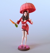 bunny-girl lia divided parts version woman girl umbrella sculpture sexy fashion glamour character 3dprint bunny lingerie figurine art sculptures 3d print model - Mito3D