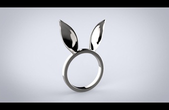 bunny ears ring art jewelry easter character human other printing coins badges 3d print model - Mito3D