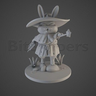 bunny mage cute figure game rpg star wizard magic rabbit miniature moon role playing tabletop magical 28mm dnd dungeons dragons games toys board 3d print model - Mito3D