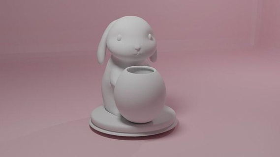 bunny pencil holder - ready print pencilholder art toy man sculpture 3dprint hobby diy 3d print model - Mito3D