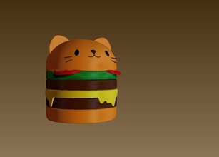 burger-Katze cat burger 3d drucken statue kitty pet bedruckbar ist Kätzchen Tier Skulptur zoo tomcat Kunst Skulpturen 3d print model - Mito3D