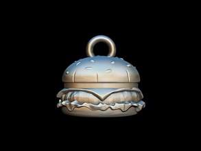 burger charm design furniture pendant key ring keyring jewelry pendants medallion relief toy fun 3d print model - Mito3D