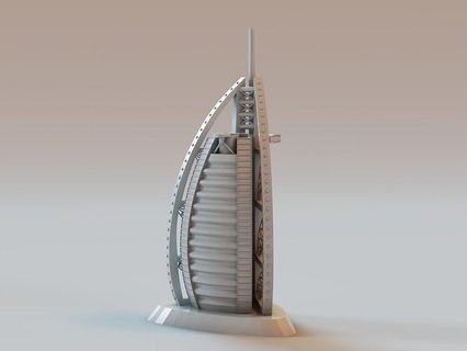 burj al arab dubai architecture building exterior hotel skyscraper landmark tower uae emirates burjalarab 3dprinting art sculptures 3d print model - Mito3D