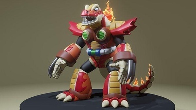 bruciare dinosauro rockman personalizzato capo megaman rig modello giocattoli passatempo fai 3d stampa arma animali sd uomo giochi robotica 3d print model - Mito3D