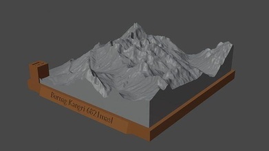 bruciare Kangri montagna paesaggio vulcano terreno ambiente natura fotogrammetria elevazione dem scienza 3d print model - Mito3D