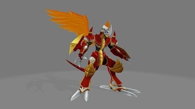 burninggreymon robot wings digimon monster anime cartoon model 3d games toys 3d print model - Mito3D