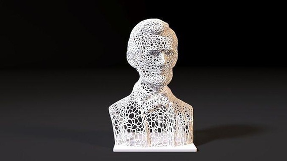 bust abraham lincoln president usa america sculpture statue miniatures figurines leader jefferson head wireframe voronoi wiremesh decor art lamp wire sculptures 3d print model - Mito3D