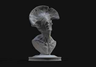 busto ángel of muerte hellboy criatura estatua esculpir película guillermo toro personaje infierno arte esculturas 3d print model - Mito3D