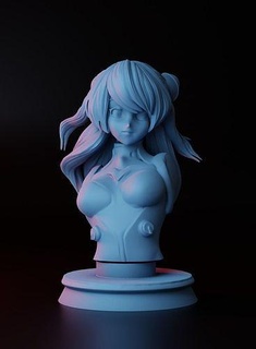 büst Asuka 3dprint anime evangelion zbrush şekil vermek kız fantezi karikatür karakter manga Sanat heykeller 3d print model - Mito3D