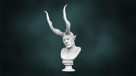 büst şeytan iblis canavar yaratık korku Sanat kötü karakter heykel baş korkutucu karanlık Lucifer boynuz çarpıcı heykeller 3d print model - Mito3D