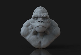 busto garilla a arte escultura fortes do animais estatueta macaco predador adulto natureza antiga retrato figurine esculturas 3d print model - Mito3D