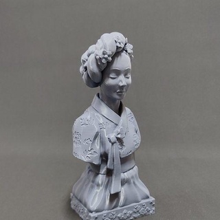 buste coréen Dame Corée fille femme traditionnel hanbok statue conception l'histoire 3dprint 3dprinting 3dprintable imprimable tissu art sculptures 3d print model - Mito3D
