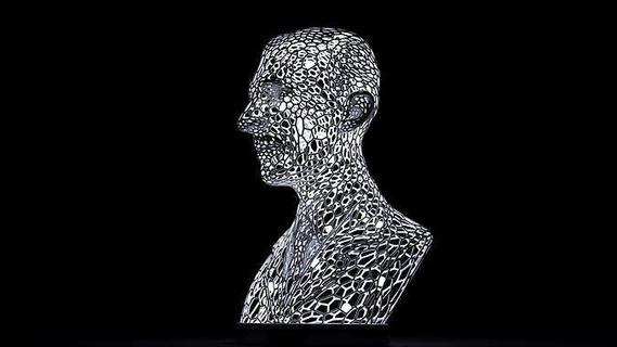 Büste Lampe Nikola Tesla Drahtmodell voronoi Maschendraht Gittergewebe Dekor Statue modern Kunst Dekoration Draht Skulptur Lowpoly Kopf Erfinder Skulpturen 3d print model - Mito3D