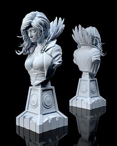 bust red transistor fan art tabletop games hades fantasy moto bike sci fi sword woman rpg figurines future sculptures 3D print model - Mito3D