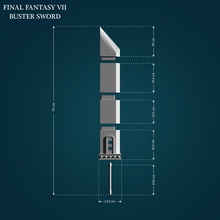 buster espada final fantasía vii ff7 3dprint lowpoly highpoly nube juguetes arma juegos 3d print model - Mito3D