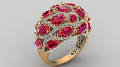 bután rubí diamante oro anillo joyería joya oval réplica marca moda mujer niña personas compromiso imprimible arete anillos 3d print model - Mito3D