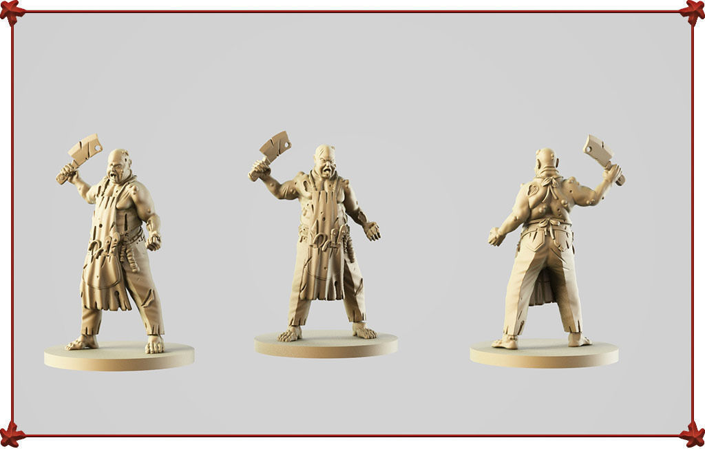 açougueiro estatuetas of homem segurando faca zumbi zumbiecida cutelo chefe cozinha carne presunto jogo tabuleiro coll mini or legal penhor masmorra seno descansar rpg diablo jogos brinquedos 3D print model - Mito3D