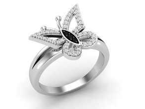 papillons diamant bijoux bague or cadeau mode anneaux 3d print model - Mito3D