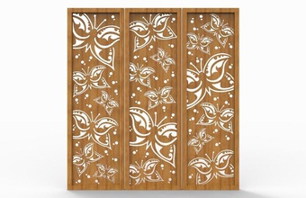 butterflies screen panel house divider separator home accessories furnishing butterfly nature wood metal plastic decoration decorative furniture bedroom interior printable laser cut 3d print model - Mito3D