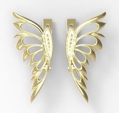 kelebek altın kaplama kanatlar doğa uçan kanat takı uçmak gümüş küpe 3d print model - Mito3D